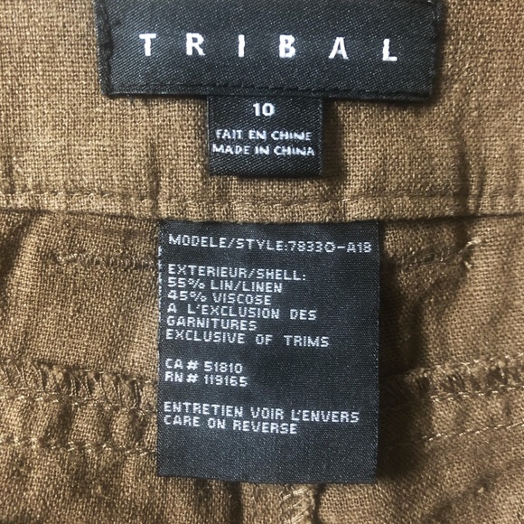 TRIBAL Linen Crop Pant Size 10 - Picture 9 of 9